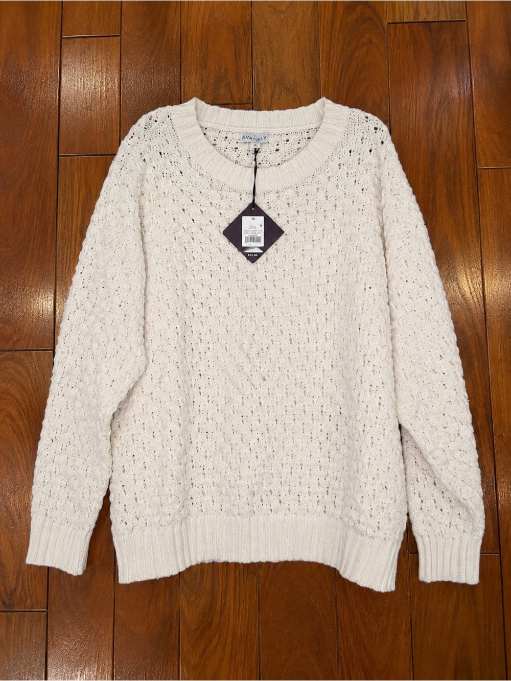 Ava & Viv Cream Open-Knit Crewneck Sweater Sz 4X NWT